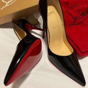 Louboutin So Kate Black Patent Leather Heels sz 39